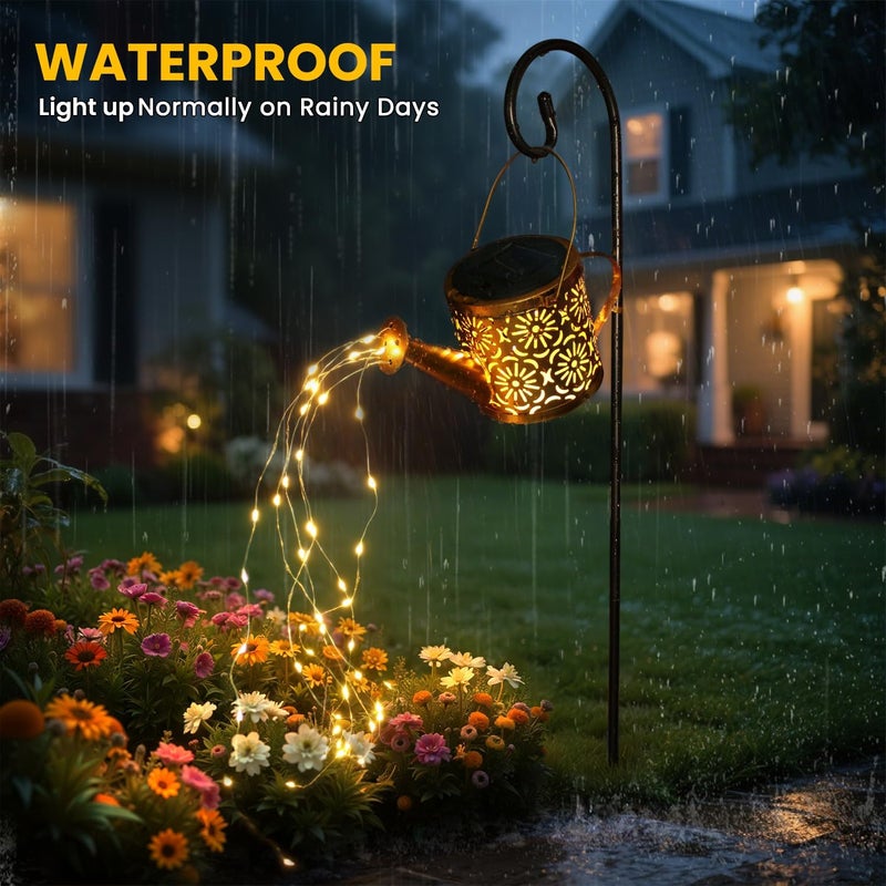 X-PREK Solar Garden Lights Outdoor Decoration, Metal Solar Watering Can Lights Outdoor Waterproof, Small Patio Light Yard Lawn Pathway Decor, Gardening Gifts for Women Mom Grandma - Image 3